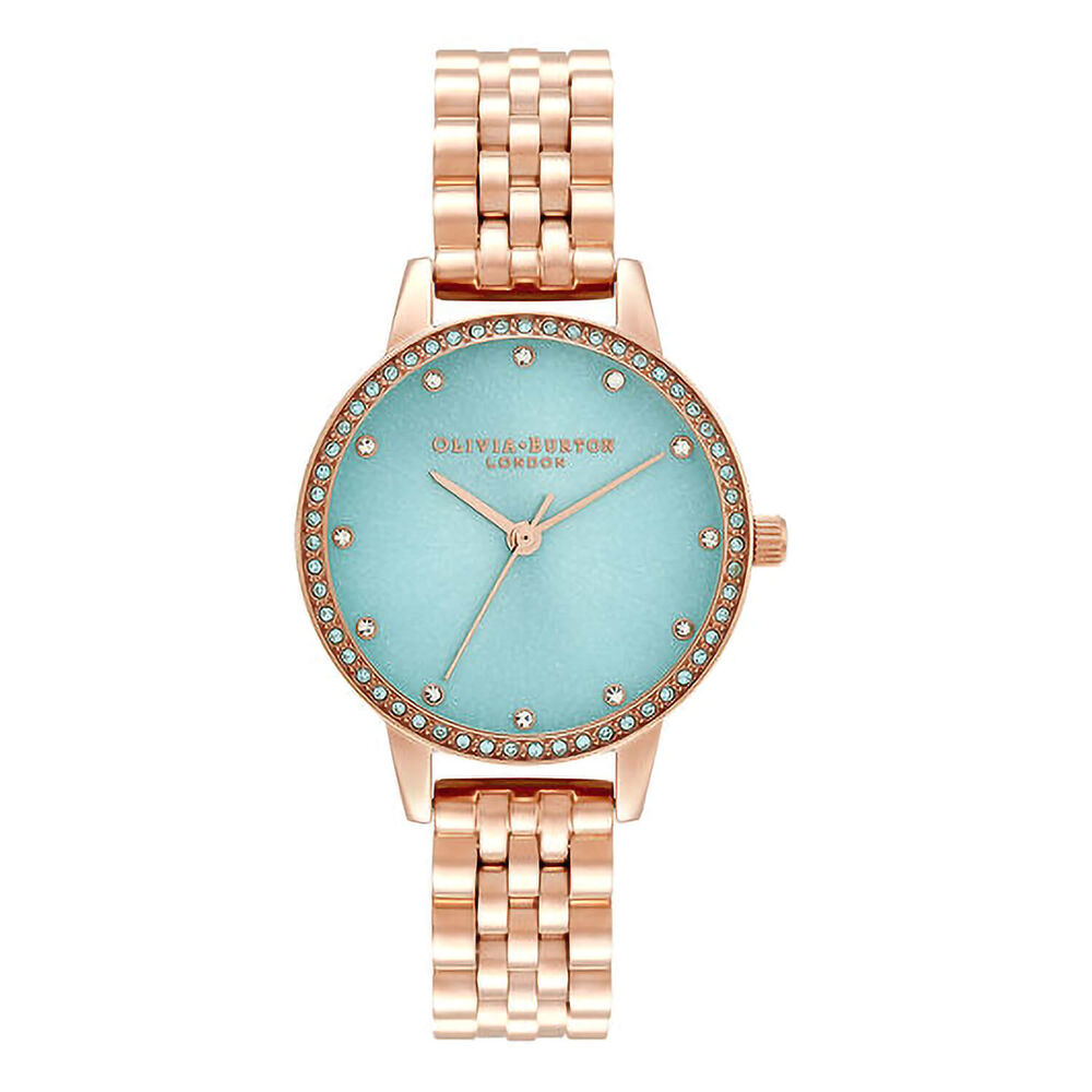 Olivia Burton Classics 30mm Blue Sunray Dial Rose Gold Bracelet Watch