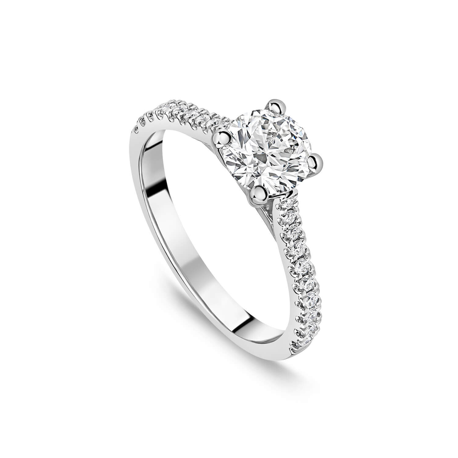 Platinum Solitaire Shoulders Claw Set 1ct Diamond Engagement Ring