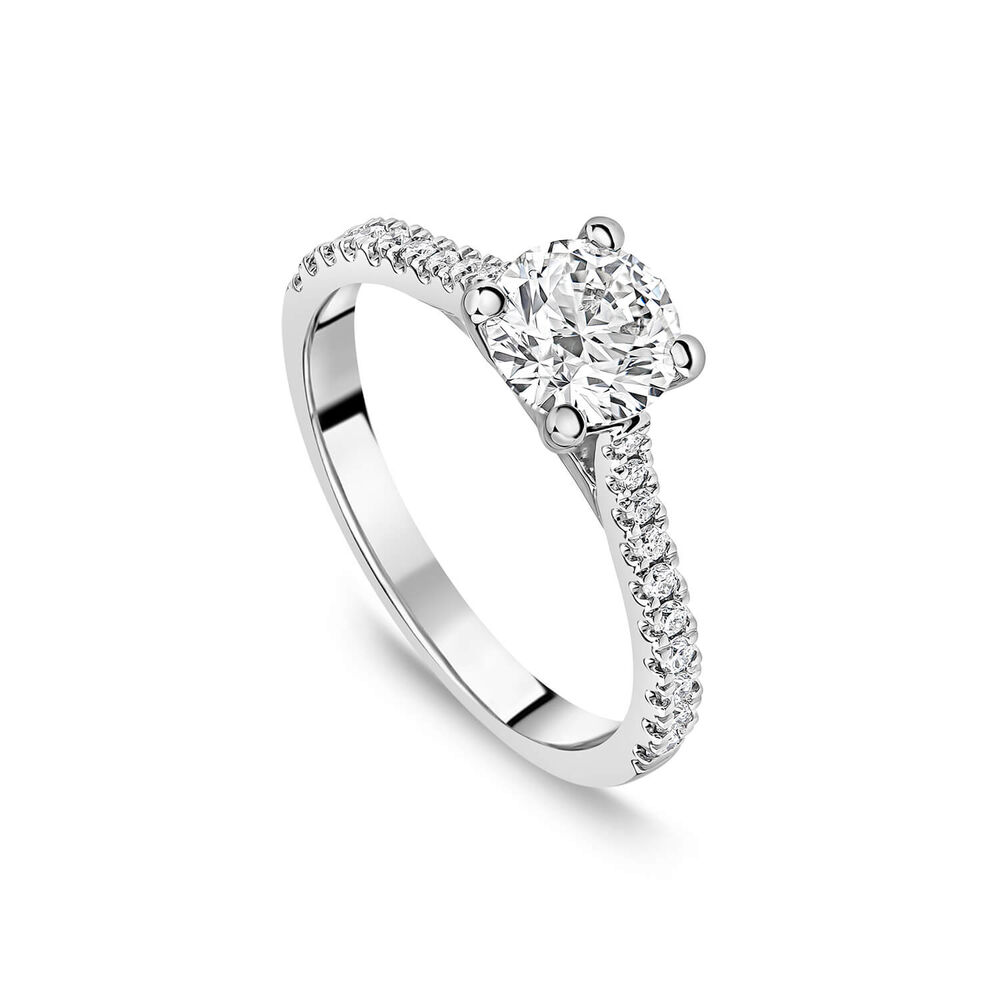 Platinum Solitaire & Shoulders Claw Set 1ct Diamond Engagement Ring