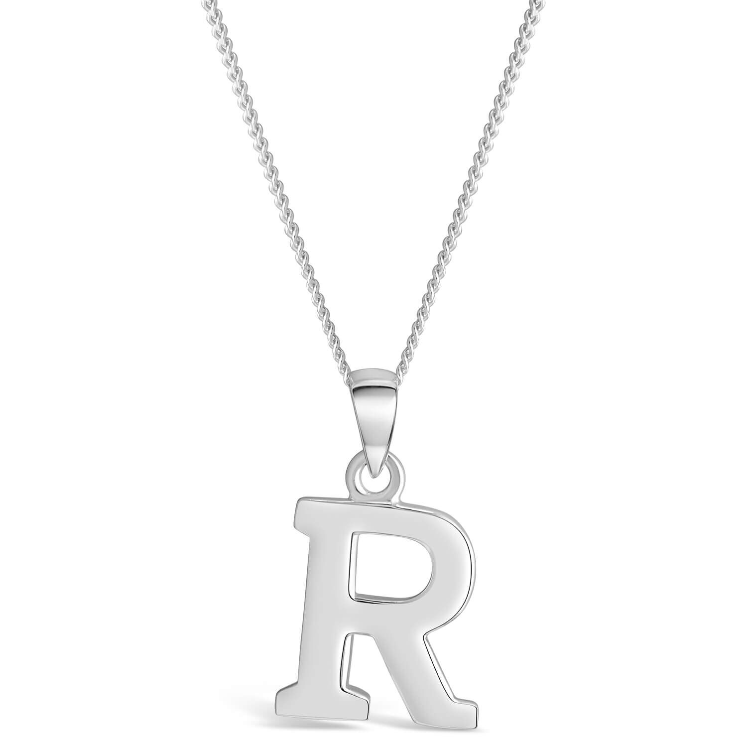 Sterling Silver Block Initial R Pendant