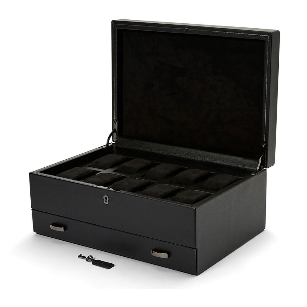 WOLF BRITISH RACING 10pc Black Drawer Watch Box