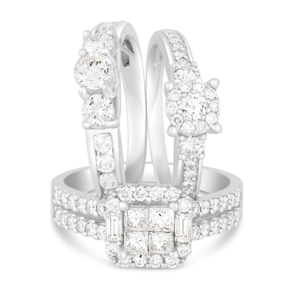 9ct white gold 0.50 carat diamond cluster engagement ring image number 5