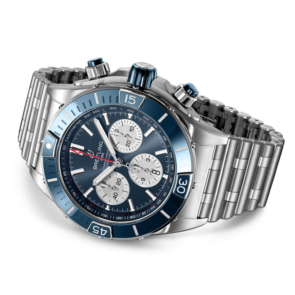 Breitling Super Chronomat 44mm Silver Subdials Blue Ceramic Case Watch image number 2