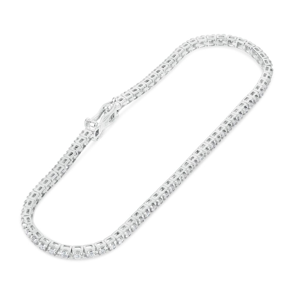 9ct White Gold 1.00ct Diamond Row Tennis Bracelet image number 1