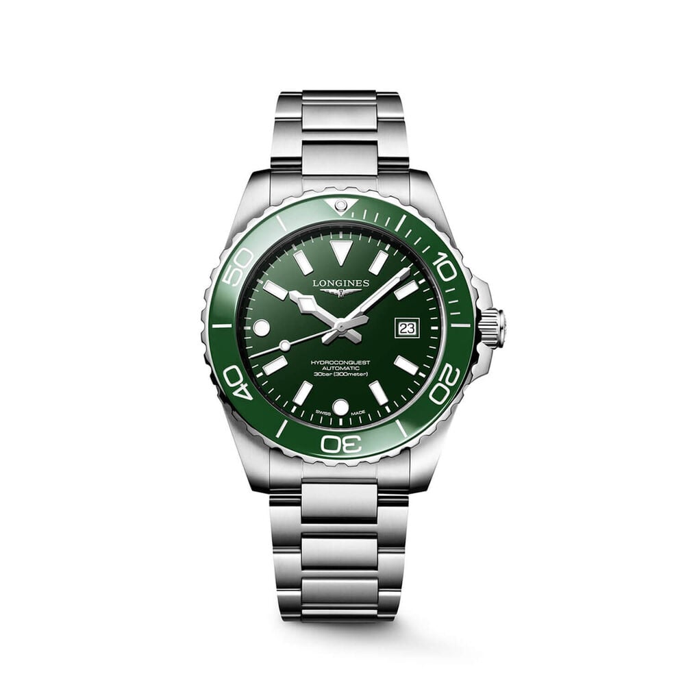 Longines HydroConquest 42mm Green Dial & Bezel Steel Bracelet Watch