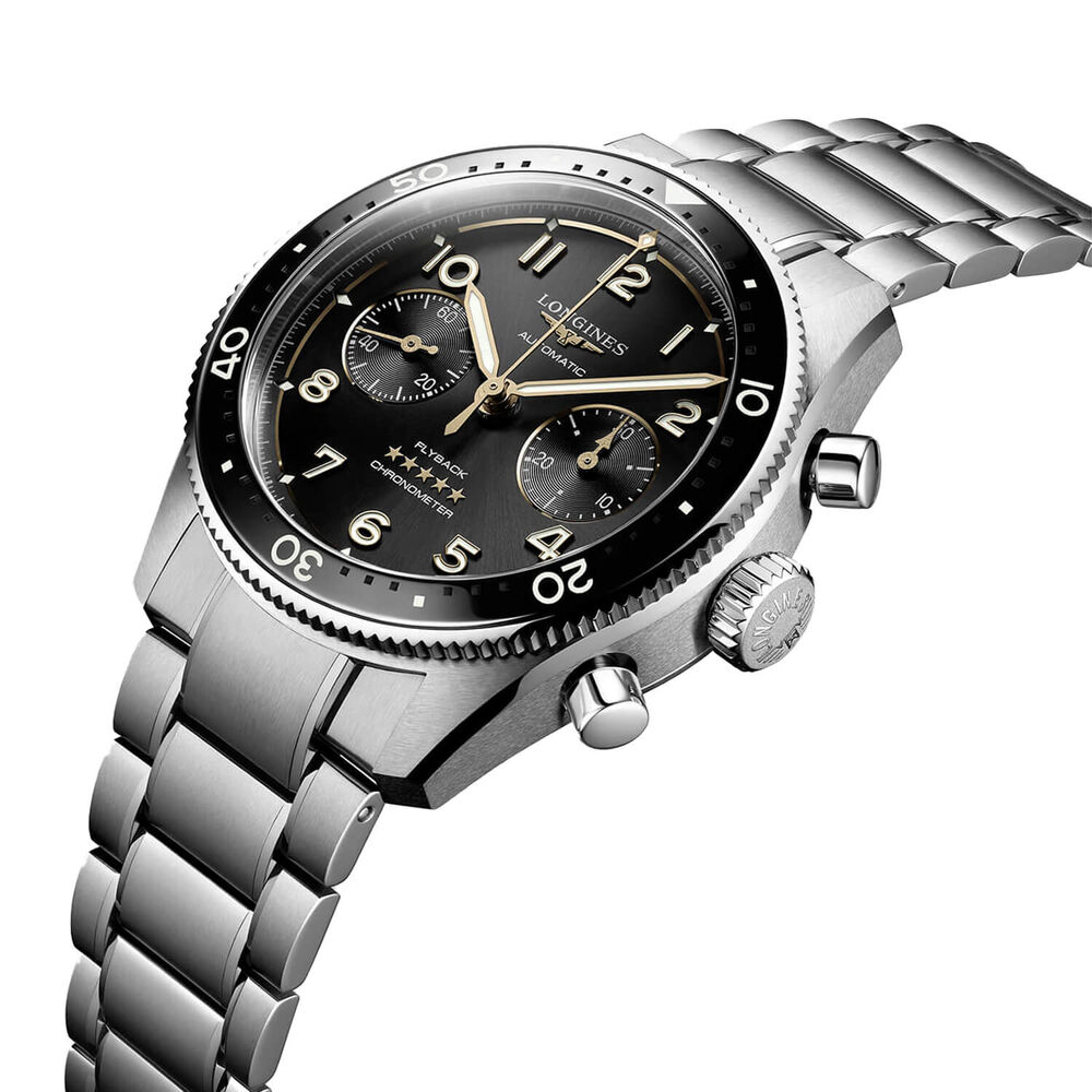 Longines Spirit Flyback 42mm Black Chronograph Dial Bracelet Watch image number 1