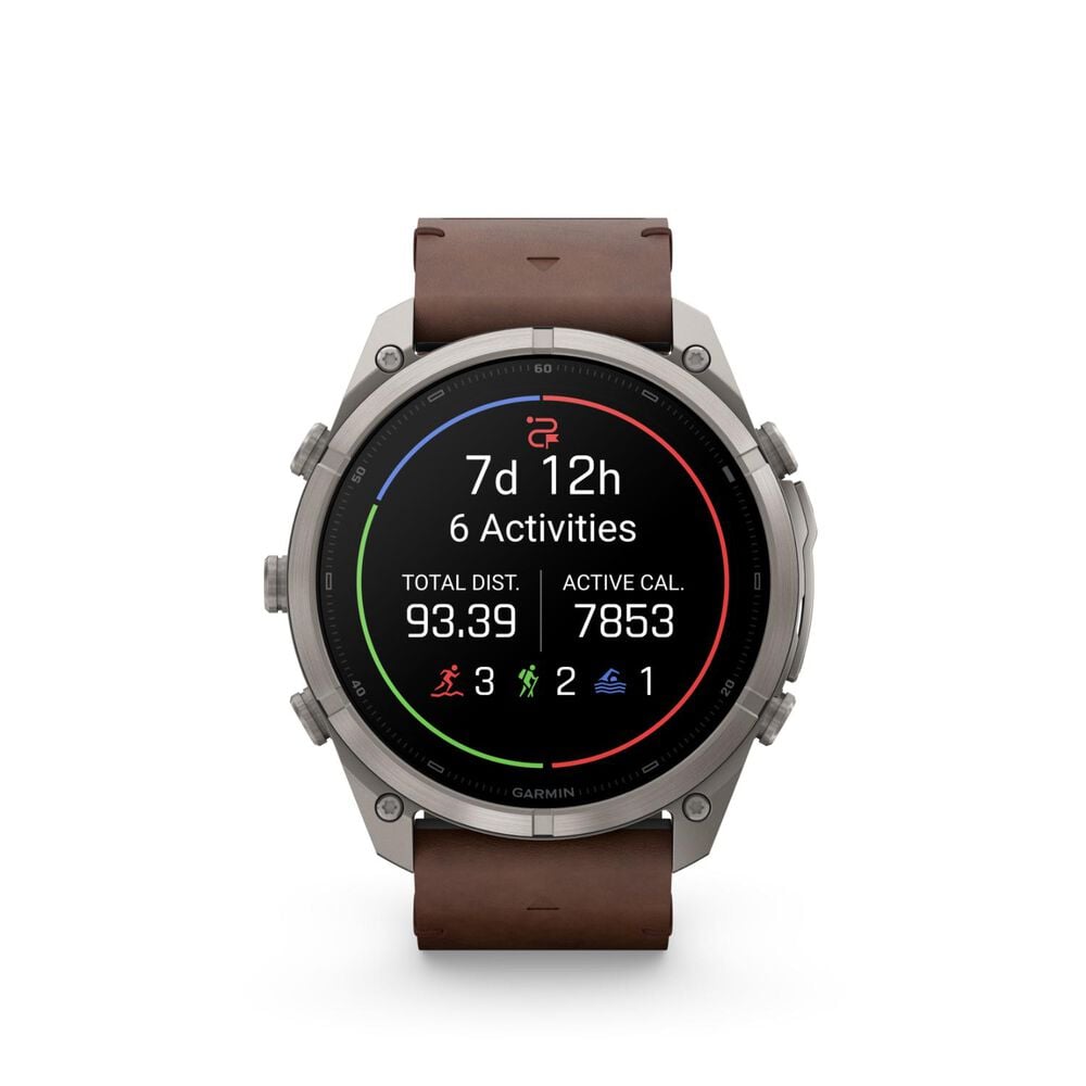 Garmin fenix 9 Pro 51mm Titanium Walnut Leather Strap Watch