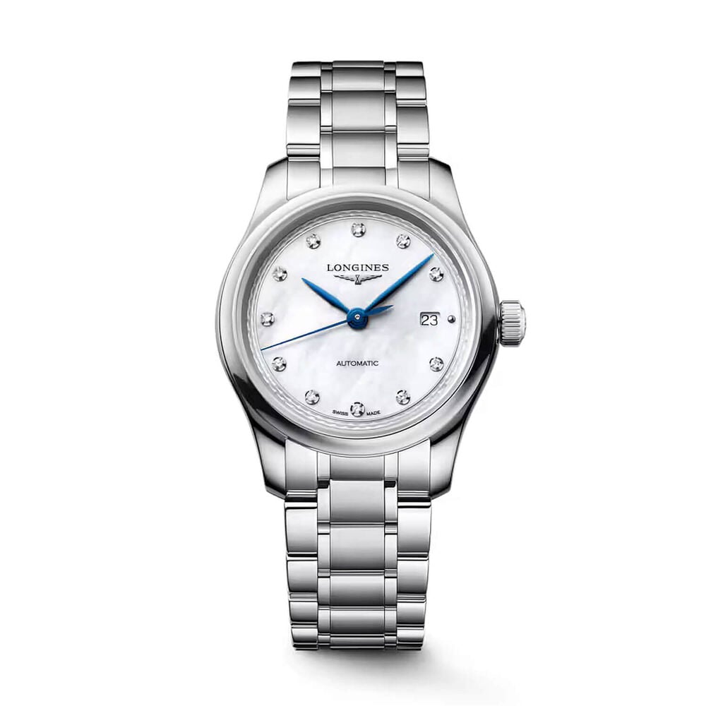 Longines Master Collection 30mm White MOP diamond Dot Dial Steel Bracelet Watch