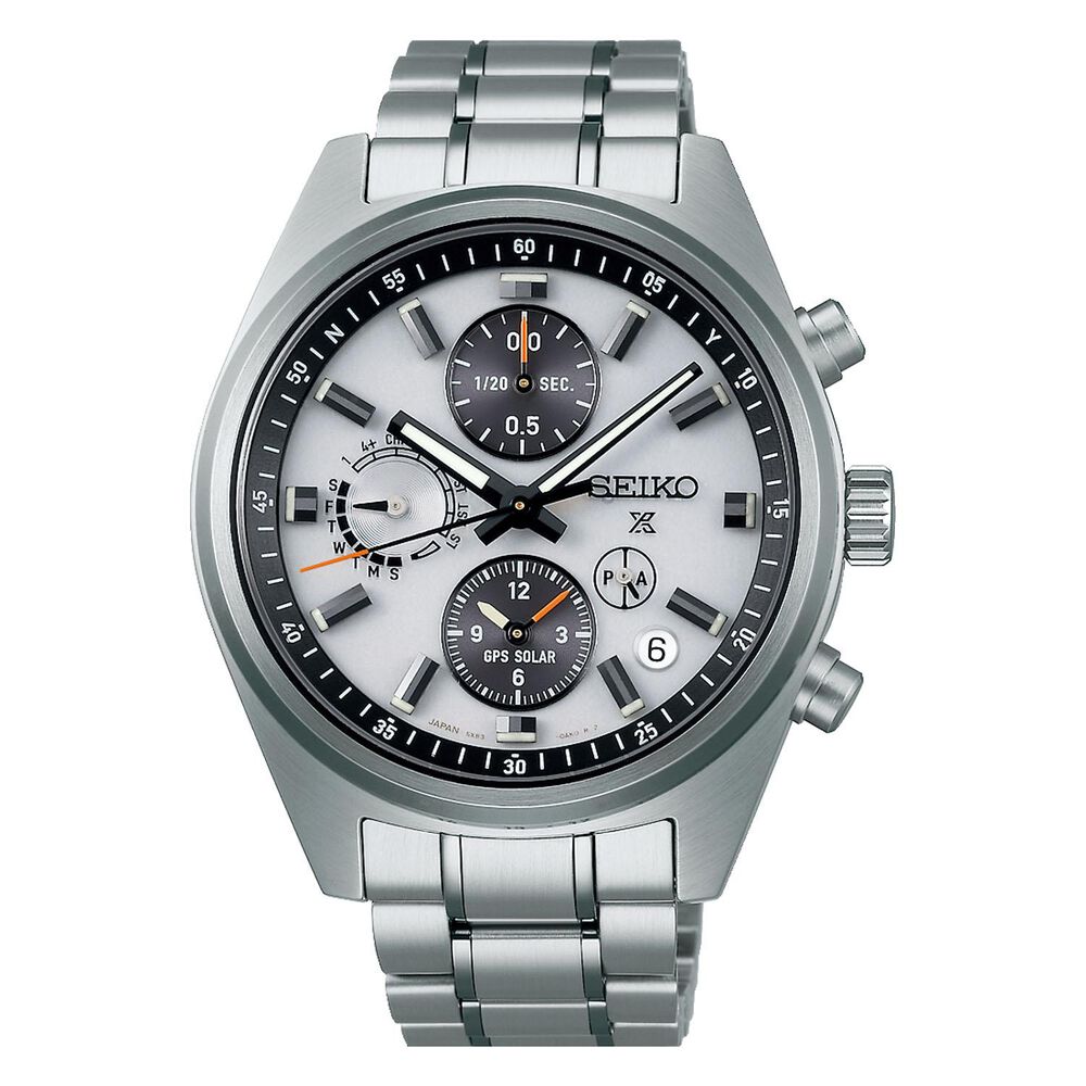 Seiko Prospex GPS Solar Chronograph Speedtimer 42mm Silver Dial Stainless Steel Bracelet Watch
