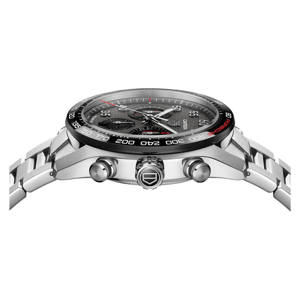 TAG Heuer Carrera Chronograph x Porsche 44mm Black Dial & Bezel Stainless Steel Bracelet Watch image number 1