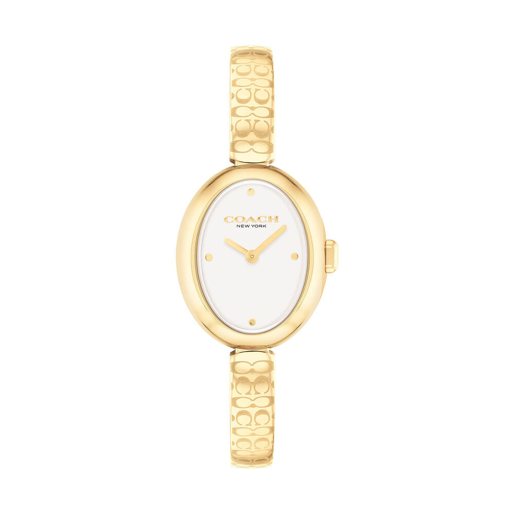 Coach Sammy 22mm Silver Dial Gold Tone Steel Bracelet Watch