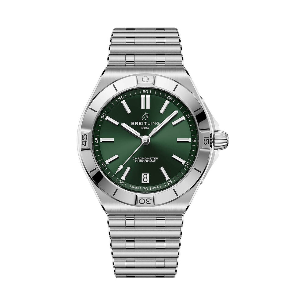 Breitling Chronomat B31 Automatic 40mm Green Dial Steel Rouleaux Bracelet Watch