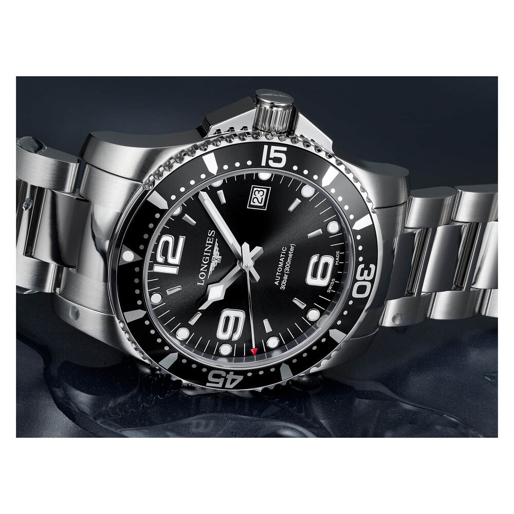 Pre-Owned Longines HydroConquest 41mm Black Dial Steel Bracelet Watch image number 6