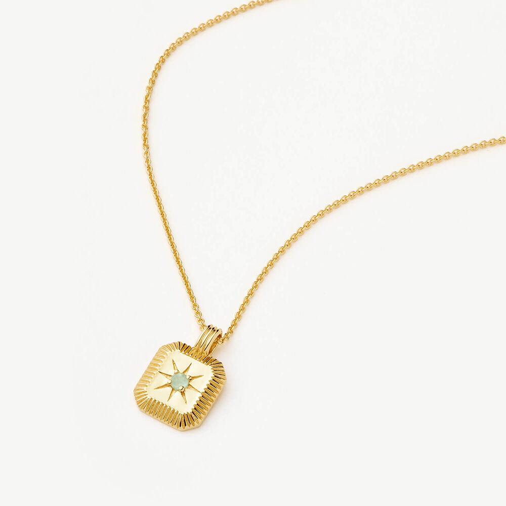 Missoma 18ct Gold Vermeil Sterling Silver Aqua Chalcedony March Birthstone Pendant Necklace