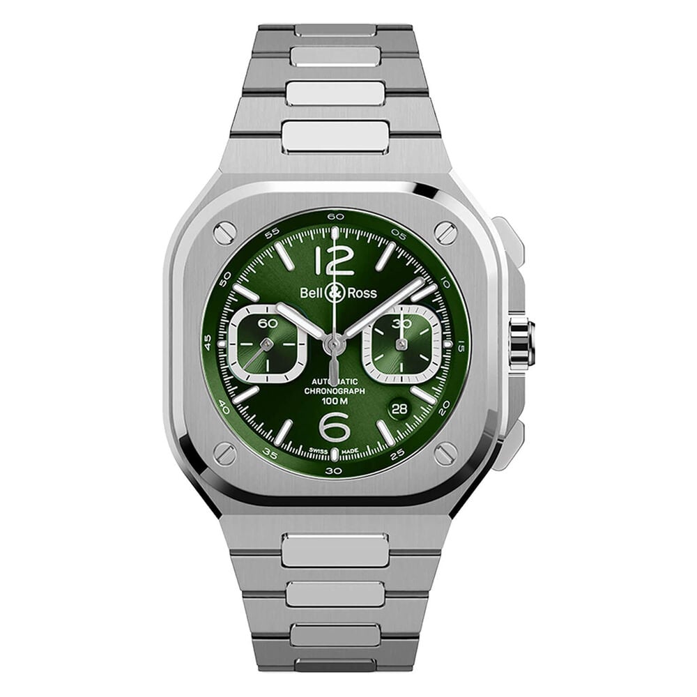Bell & Ross BR 05 Chrono 42mm Green Dial Steel Bracelet Watch