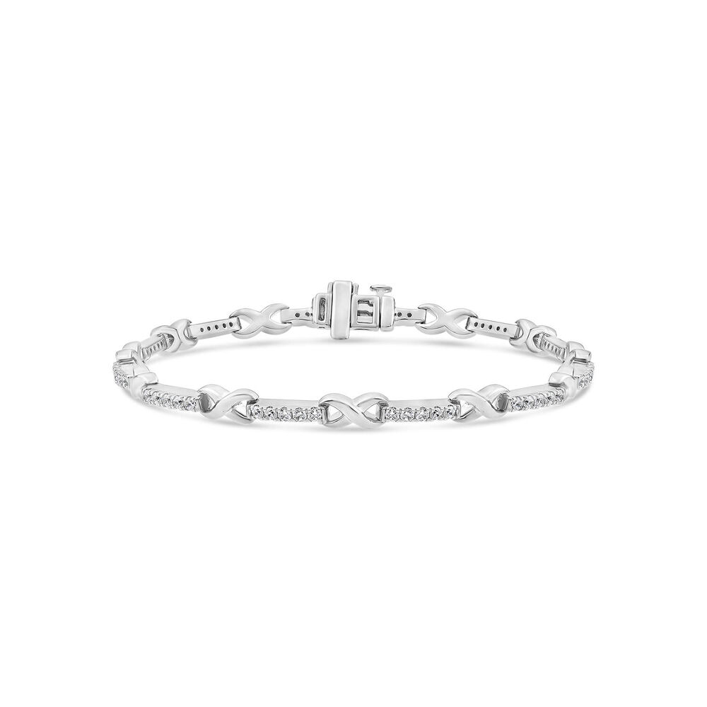 9ct White Gold 1.00ct Diamond Kiss Bracelet