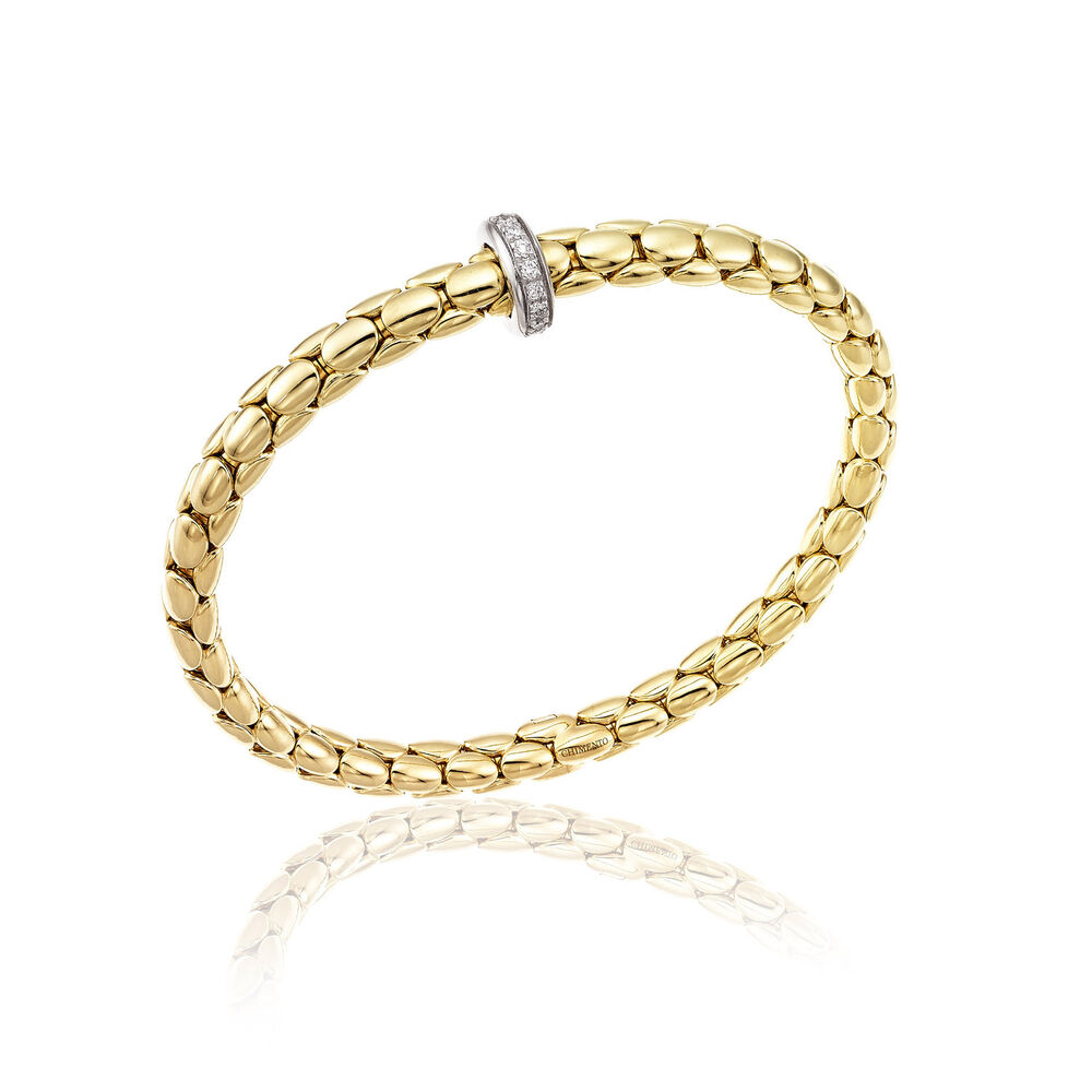 Chimento 18ct Yellow Gold and Diamond Stretch Spring Thick Bracelet image number 0