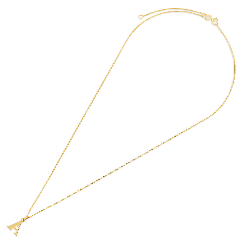 9ct Yellow Gold Plain Initial A Pendant With 16-18' Chain (Chain Included) image number 3