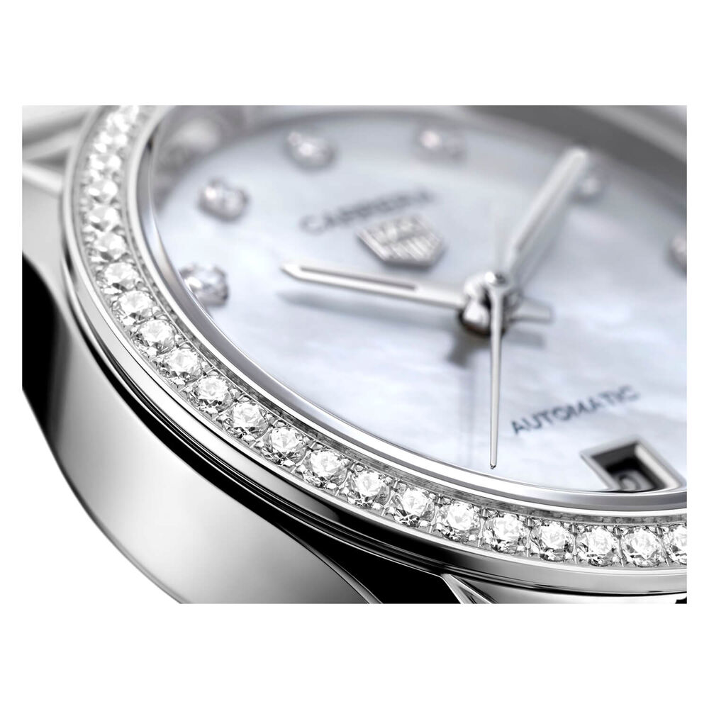 TAG Heuer Carrera Date 29mm Mother of Pearl Dial Stainless Steel Bracelet Watch image number 3