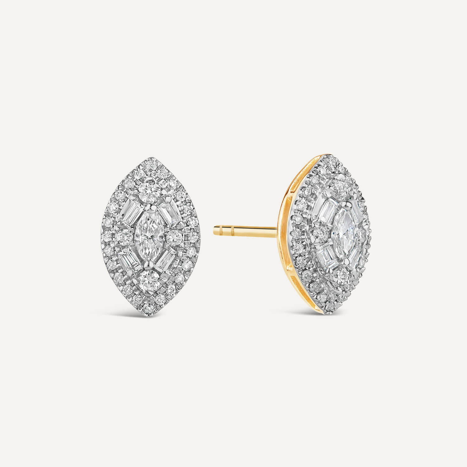 Baguette diamond earrings yellow gold outlet