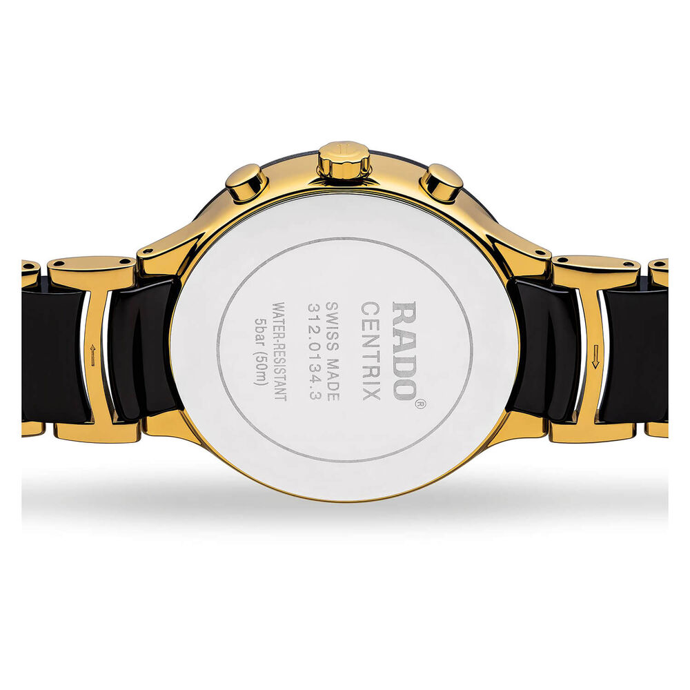 Rado Centrix XL Black Ceramic Yellow PVD Case Bracelet Watch