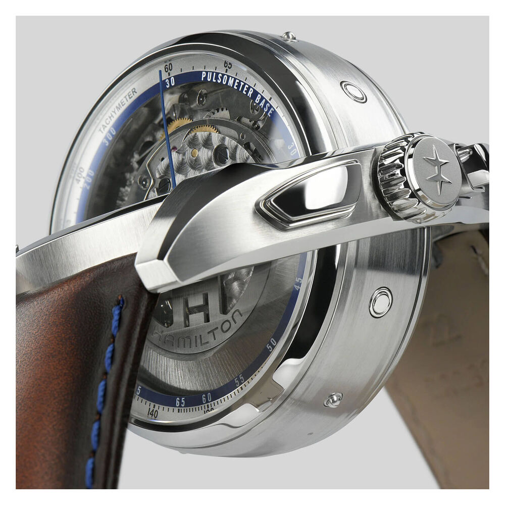 Hamilton Jazzmaster Face2Face 44mm Silver Dial Brown Strap Watch image number 6