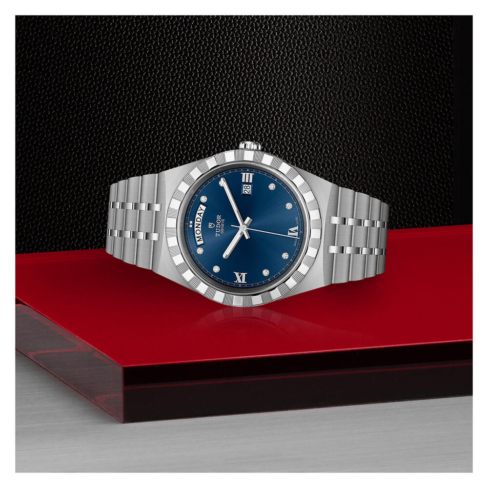 TUDOR Royal 41mm Blue Diamond Roman Numerals Dial Day & Date Steel Bracelet Watch image number 2