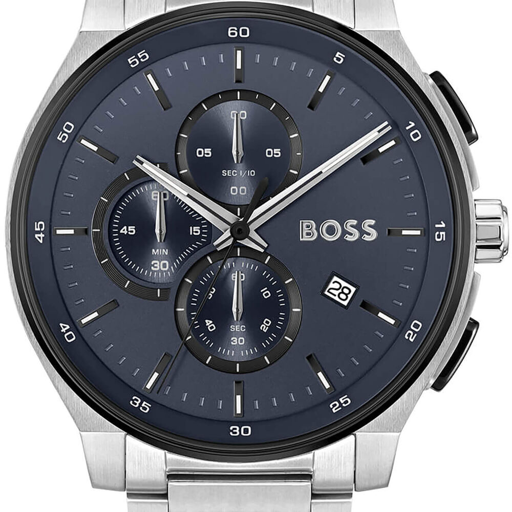 BOSS Peak 2.0 Chronograph 45mm Blue Matte Dial Steel Bracelet Watch image number 2