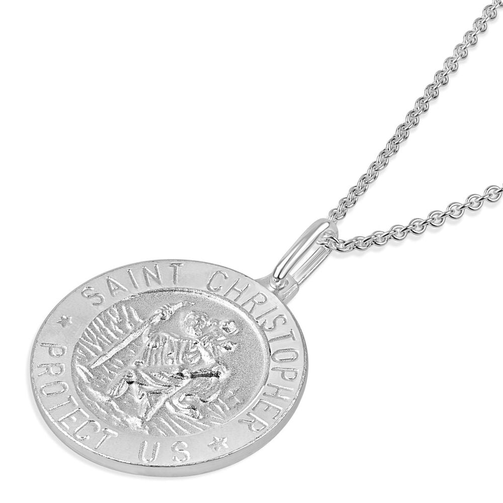 Sterling Silver St Christopher Medal (Chain Included) image number 1