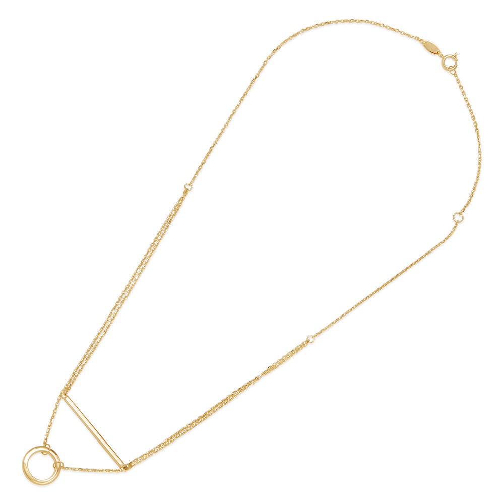 9ct Yellow Gold Bar & Circle Layer Necklet image number 3