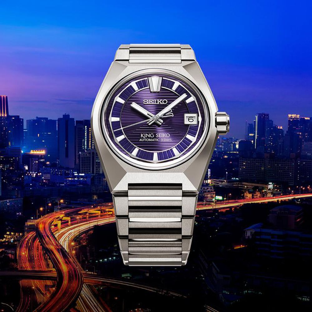 Seiko King Seiko VANAC "Tokyo Highway" Twilight Violet 41mm Purple Dial Titanium Bracelet Watch