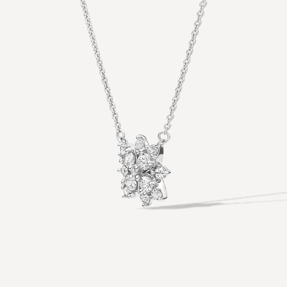 9ct White Gold 0.33ct Diamond Flower Cluster Pendant image number 1