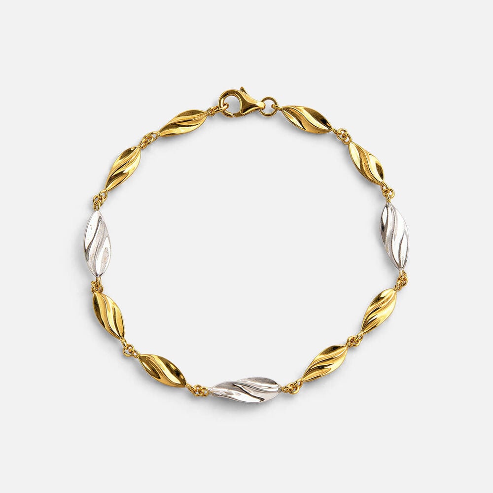 Sterling Silver Two Tone Twist Link Bracelet