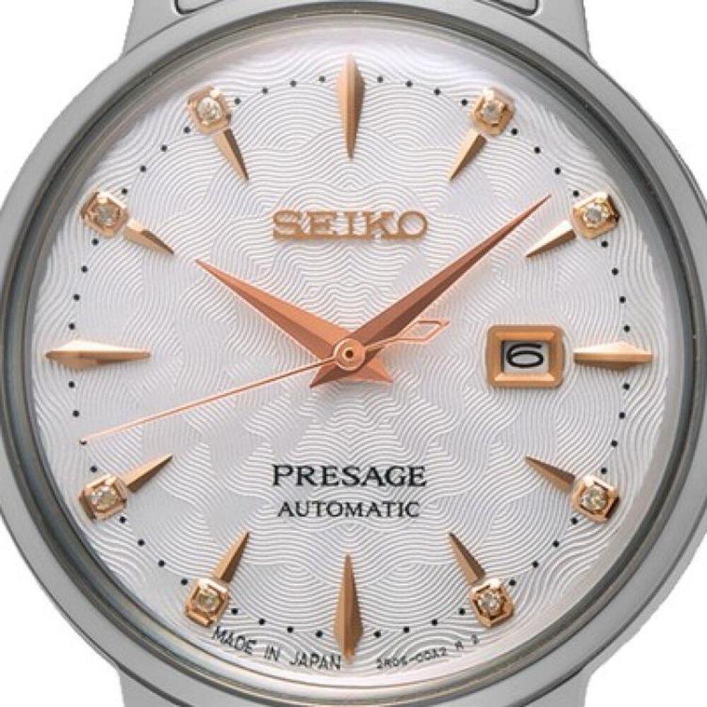 Seiko Presage Cocktail Time ‘Clover Club’ Diamond Twist 30mm Rose Gold Bezel Watch image number 3