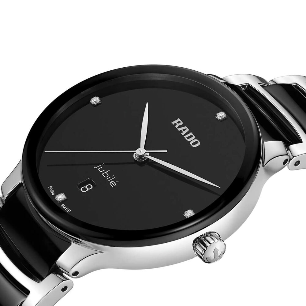 Rado Centrix Diamonds 39.5mm Black Dial Ceramic & Steel Bracelet Watch image number 1