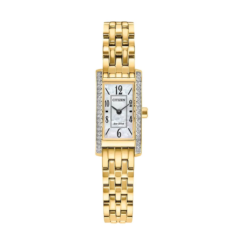 Citizen Petite Palidoro 28x14mm Mother of Pearl Dial Gold Tone Steel Bracelet Watch