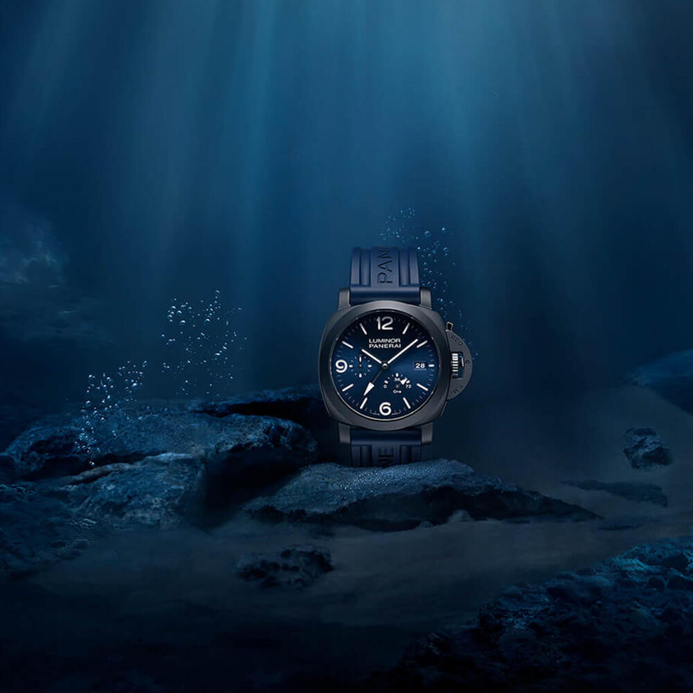 Panerai Luminor GMT Power Reserve Ceramica 44mm Blue Dial Leather Strap Watch image number 5