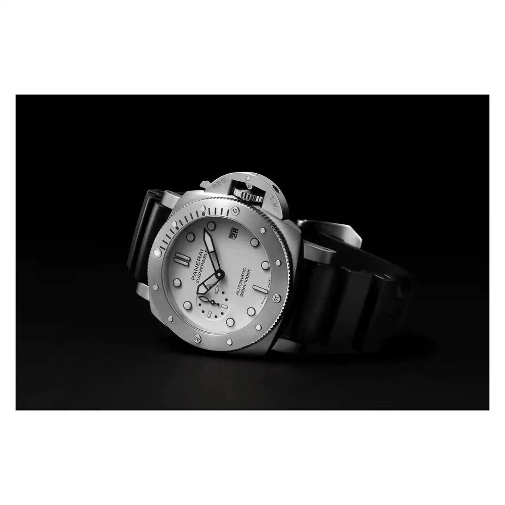 Panerai Submersible 42mm Bianco White Dial Black Strap Watch image number 4