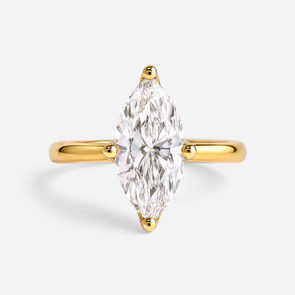 Born 18ct Yellow Gold 2.00ct Marquise Lab Grown Diamond Solitaire Ring
