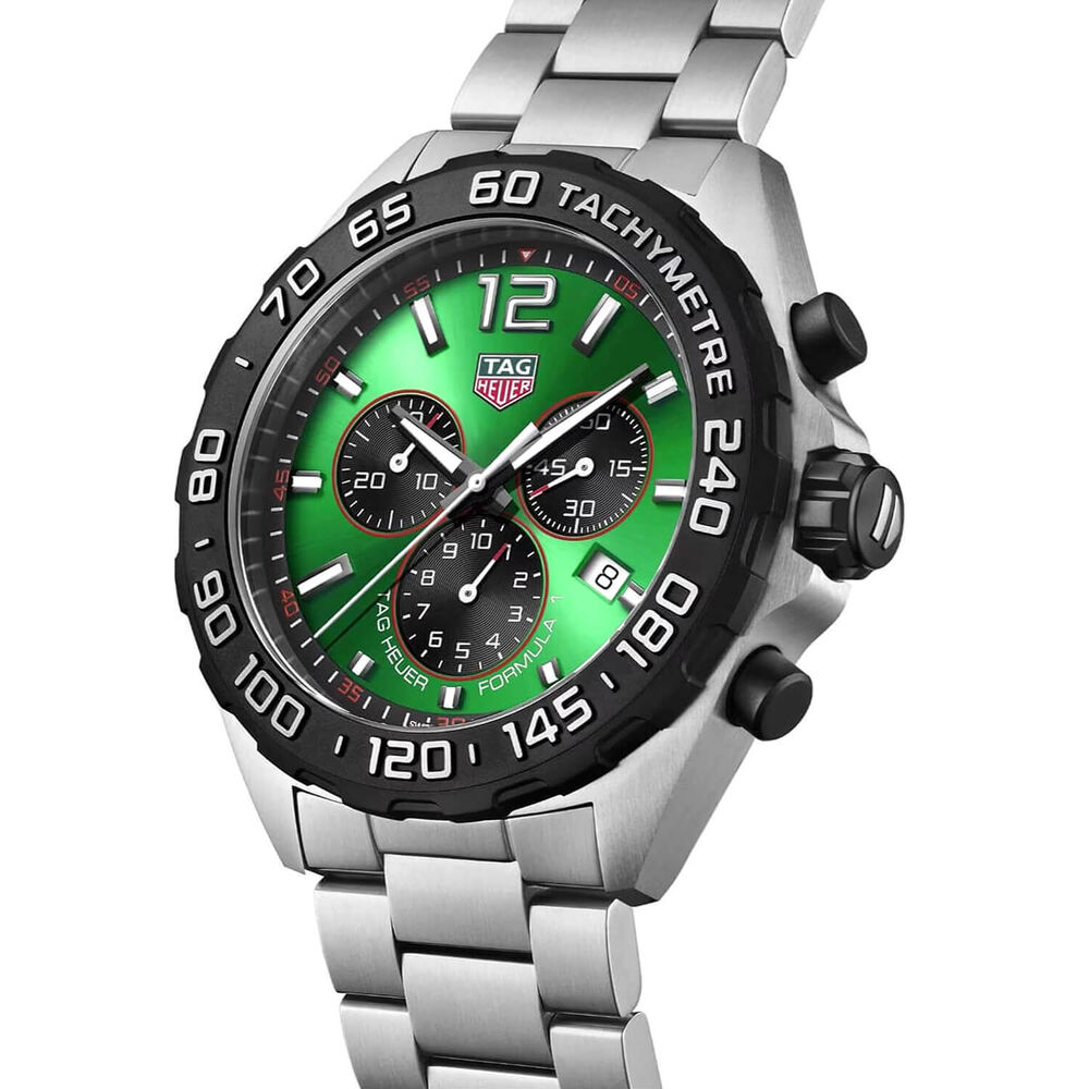 TAG Heuer Formula 1 Chronograph 43mm Green Dial Stainless Steel Bracelet Watch