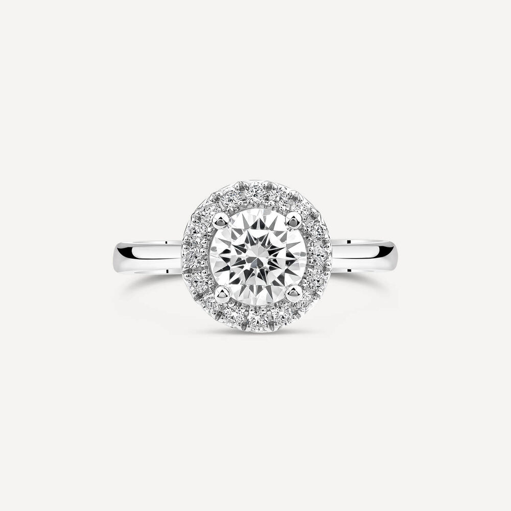 Born Platinum 1.20ct Lab Grown Round Halo Diamond Ring image number 1