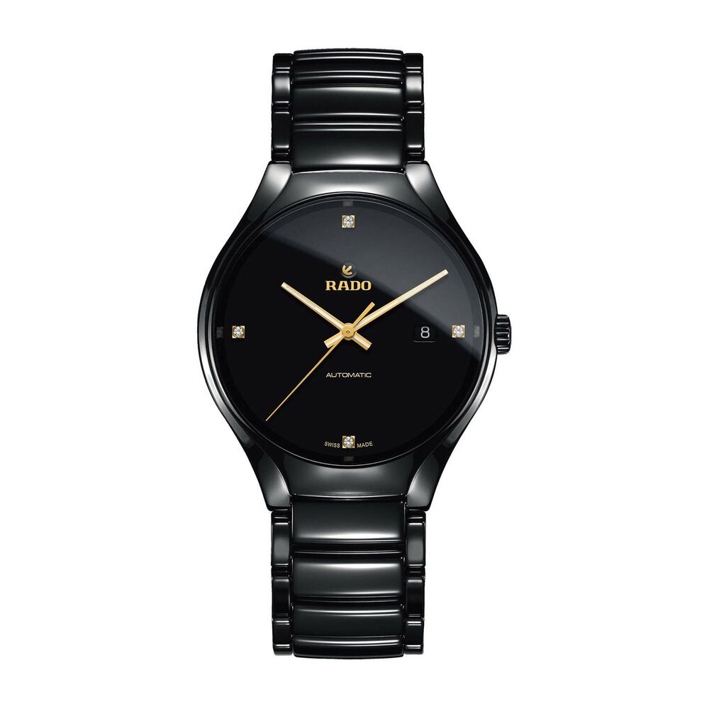 Pre-Owned Rado True 40mm Black Dial Diamond Dots Ceramic Bracelet Watch