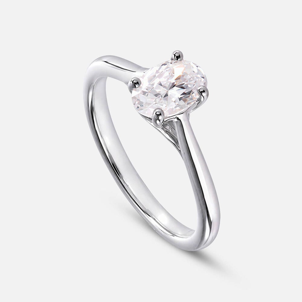 Floral Platinum 0.50ct Oval Diamond Solitaire Ring