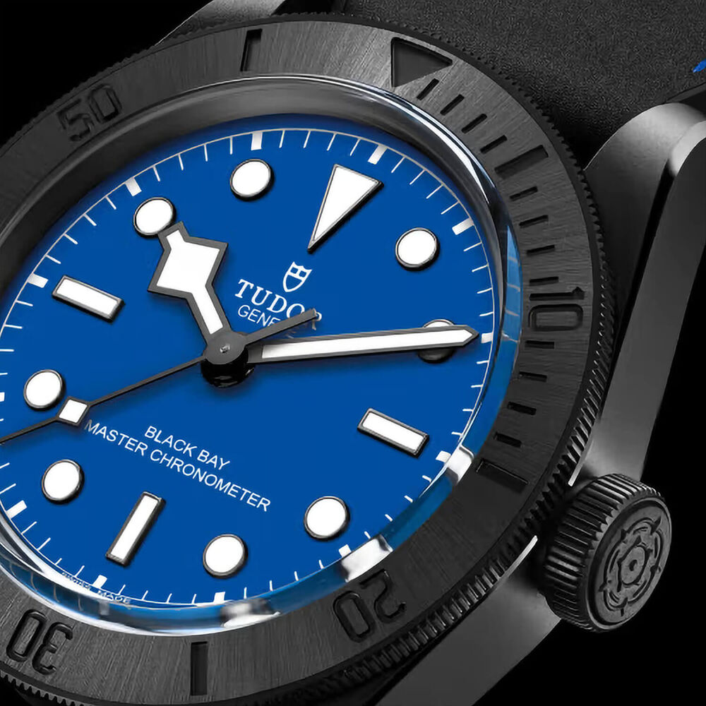 TUDOR Black Bay Ceramic 41mm Blue Dial Black Leather Strap Watch image number 6