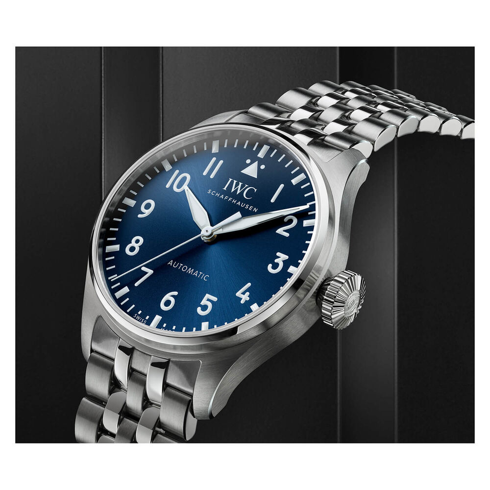IWC Schaffhausen Big Pilot 43mm Blue Dial Steel Case Bracelet Watch image number 5
