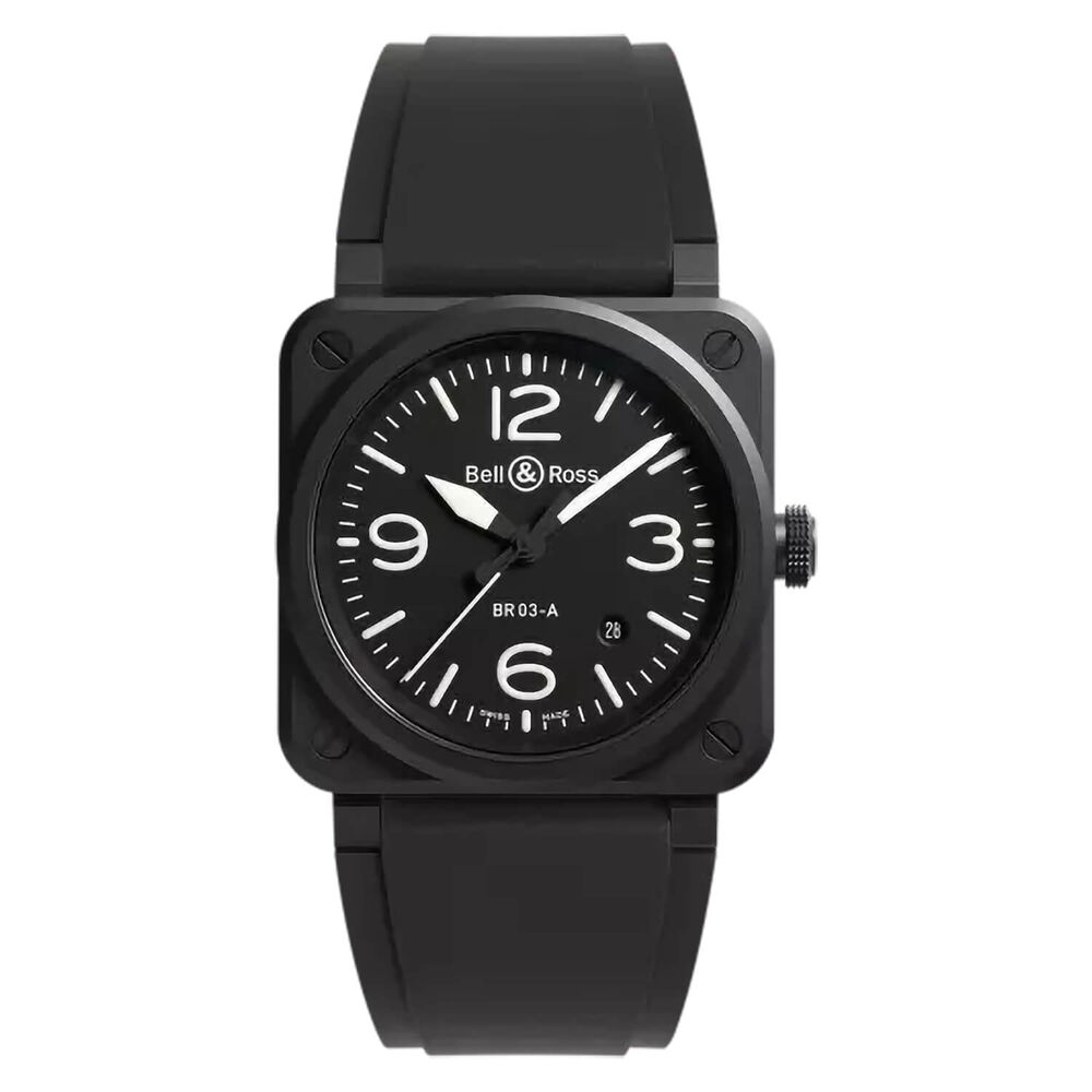 Bell & Ross BR 03 Automatic 41mm Black Matte Ceramic Case Rubber Strap Watch