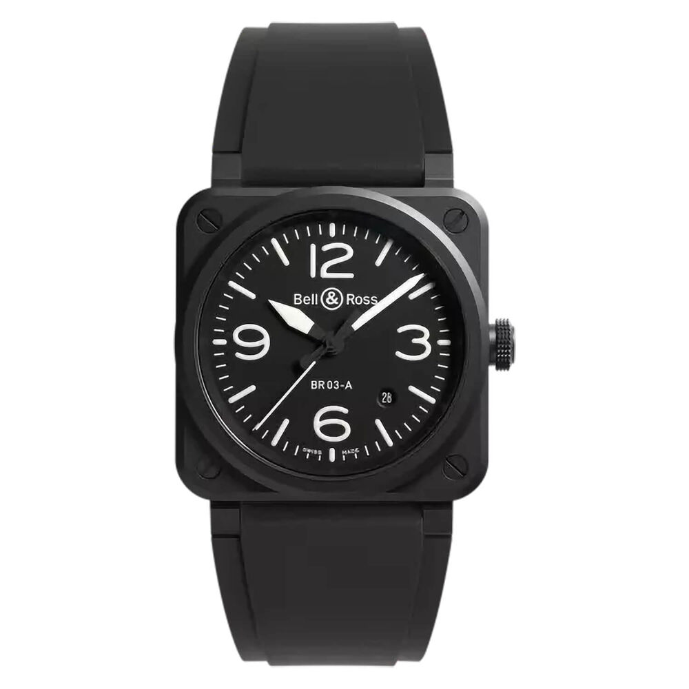 Bell & Ross BR 03 Automatic 41mm Black Matte Ceramic Case Rubber Strap Watch image number 0