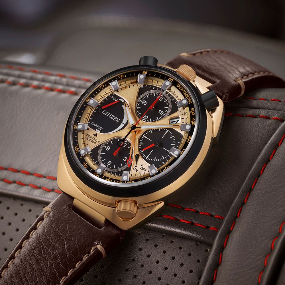 Citizen Limited Edition Bull Head 45mm Chronograph Perpetual Calendar Rose Gold Case Strap Watch image number 4