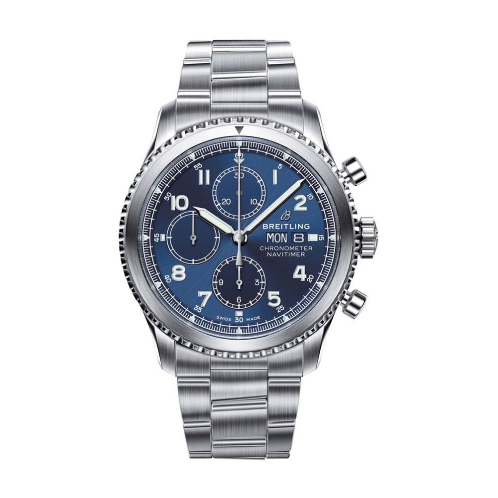 Pre-Owned Breitling Navitimer 8 43mm Navy-Blue Chronograph Dial Steel Bracelet Watch