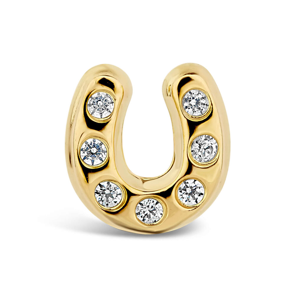 9ct Yellow Gold Cubic Zirconia Horseshoe Single Stud Earring